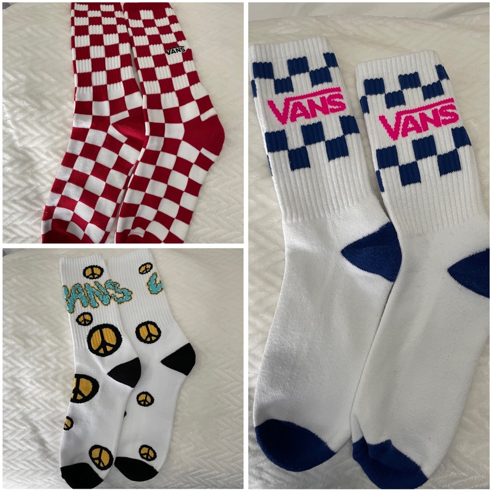 🔥 NEW VANS set of 3 mens unisex guys teens athletic crew socks checkered retro